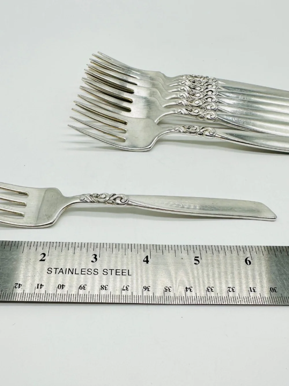 Vintage Oneida Community South Seas Salad Forks Silver-Plate Flatware Set of 8